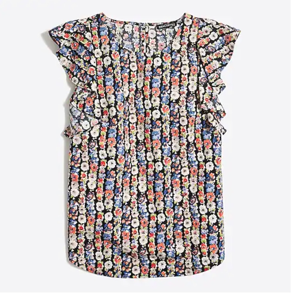 Ruffle-sleeve top Color:CHARLOTTE FLORAL